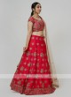 Silk Choli Suit In Dark Rani Color